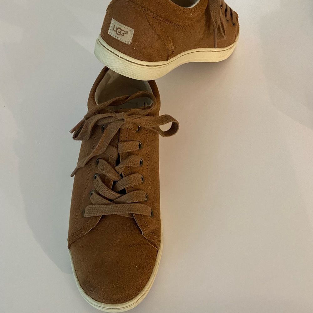 UGG Brown Sneakers with Suede Finish and Lace-Up Design